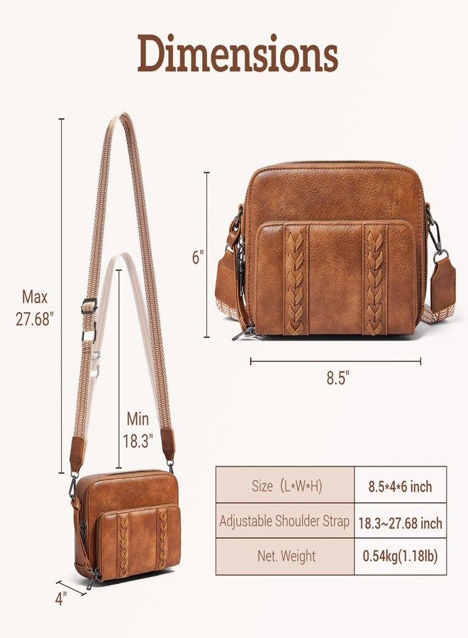 Yarnic Small Crossbody Bags for Women with Detachable Wallet Trendy Vegan Leather Cell Phone Purse with Credit Card Slots Guitar Adjustable Strap Large Opening Daily Shoulder Bag (Brown) - Image 5